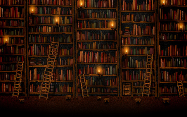 Books ladder candles lights cozy #2 free wallpaper for desktop - medium preview image