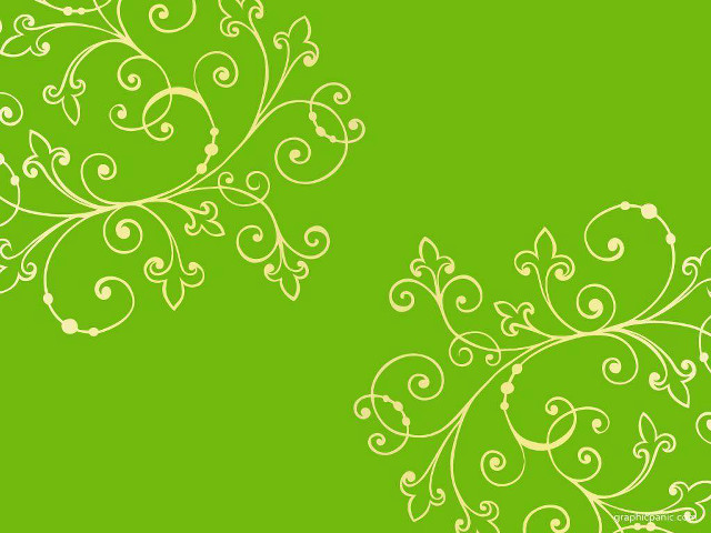 Green background white swirls leaves free wallpaper for desktop - medium preview image
