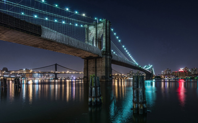 Bridge over water night lights #3 free wallpaper for desktop - medium preview image