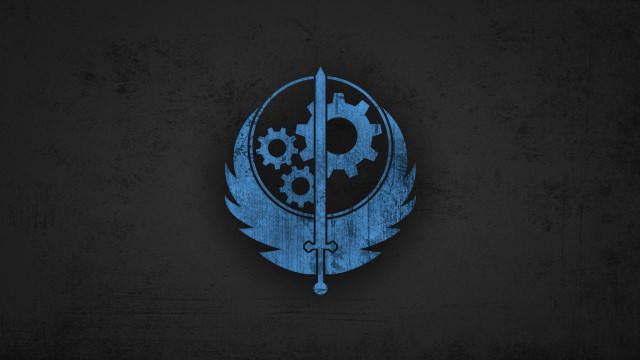 Blue black logo sword gears free wallpaper for desktop - medium preview image