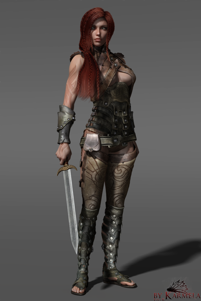 Woman armor sword holding sword free wallpaper for mobile - medium preview image