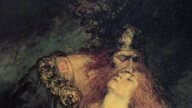 Woman red hair man hat free wallpaper for desktop - medium preview image