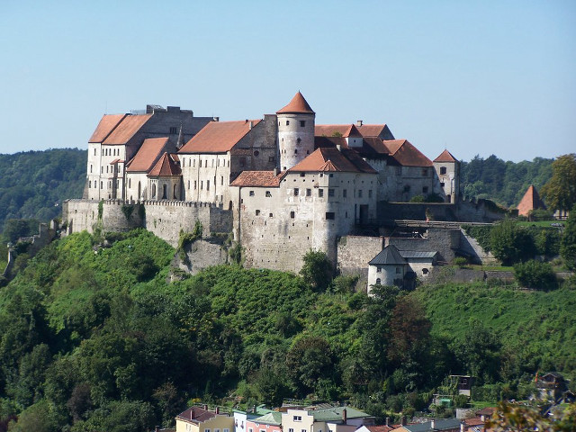 Castle hill trees buildings blue free wallpaper for desktop - medium preview image