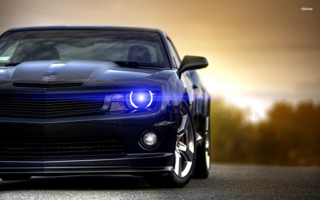 Car blue stripe night driving free wallpaper for desktop - medium preview image