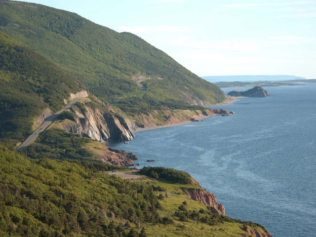 Scenic road mountain water view free wallpaper for desktop - medium preview image