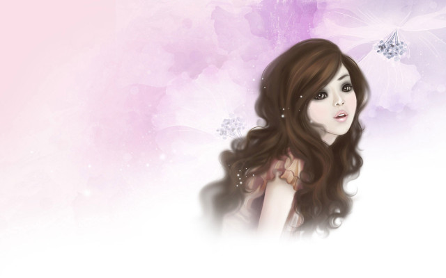 Woman long hair flower in free wallpaper for desktop - medium preview image