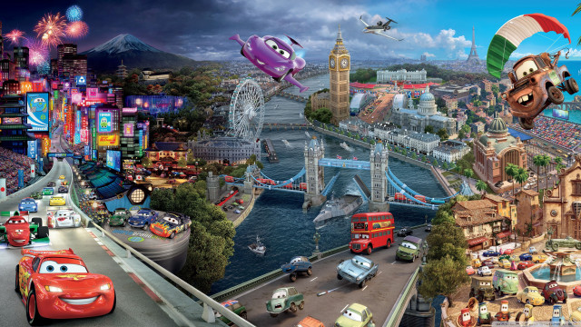 Cars bridge traffic buildings poster free wallpaper for desktop - medium preview image