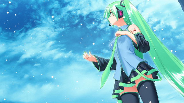 Anime girl green hair blue #4 free wallpaper for desktop - medium preview image