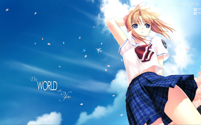 Girl school uniform standing air free wallpaper for desktop - medium preview image