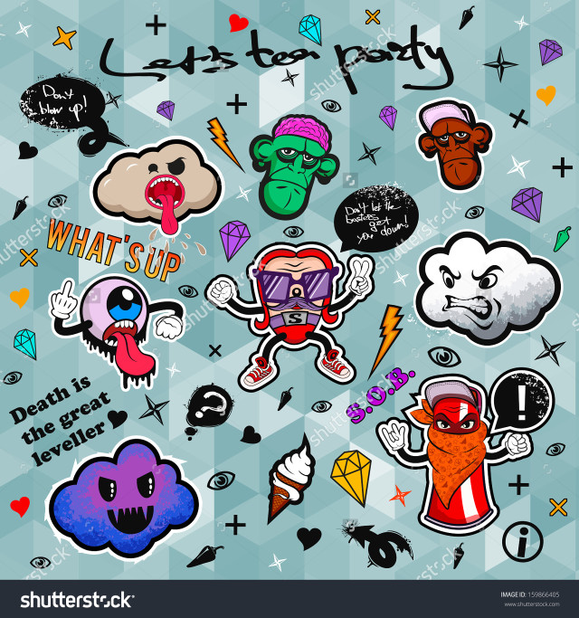 Stickers blue background pattern variety free wallpaper for tablet - medium preview image