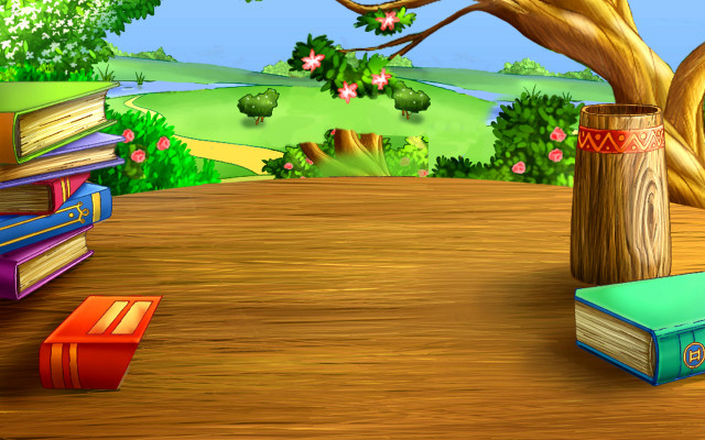 Cartoon tree books bag ground free wallpaper for desktop - medium preview image