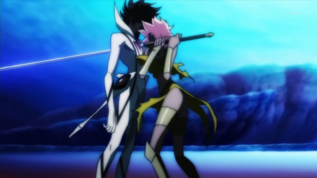 Anime characters hugging blue sky free wallpaper for desktop - medium preview image