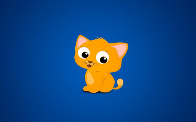Cartoon cat big eyes sitting free wallpaper for desktop - medium preview image