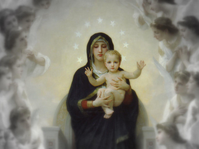 Woman child angels star painting free wallpaper for desktop - medium preview image