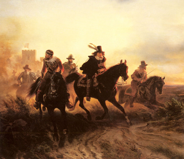 Men riding horses desert castle free wallpaper for desktop - medium preview image