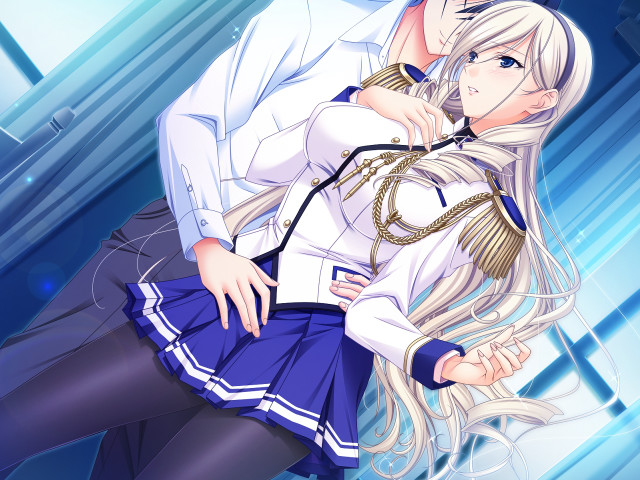 Man woman kissing blue background free wallpaper for desktop - medium preview image