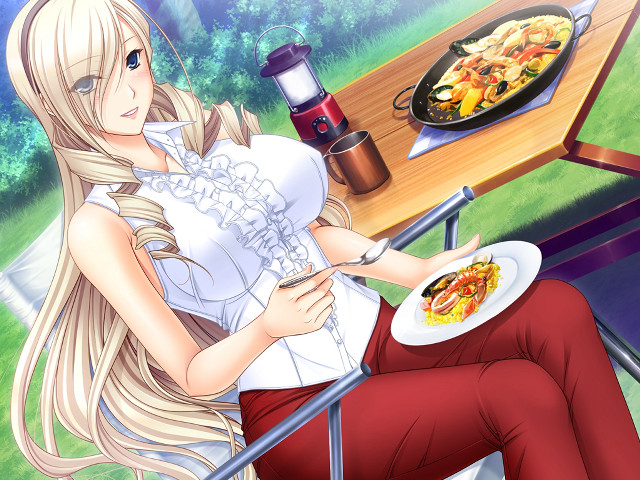 Woman sitting table plate food #2 free wallpaper for desktop - medium preview image