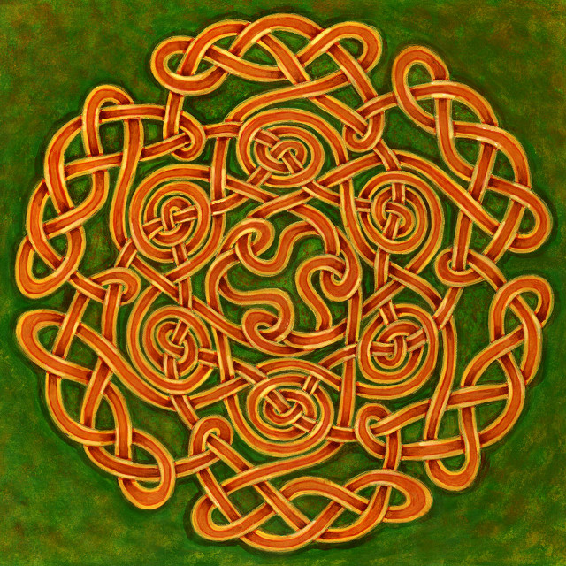 Celtic knot green background artwork free wallpaper for tablet - medium preview image