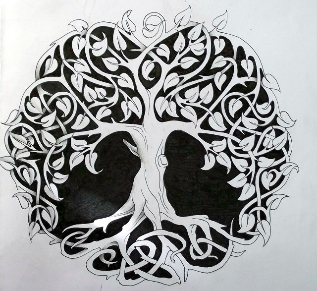 Tree heart leaves branches drawing free wallpaper for tablet - medium preview image