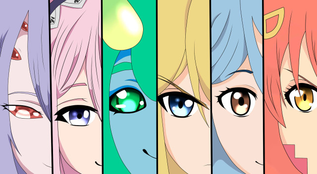 Anime eyes color shapes series free wallpaper for desktop - medium preview image