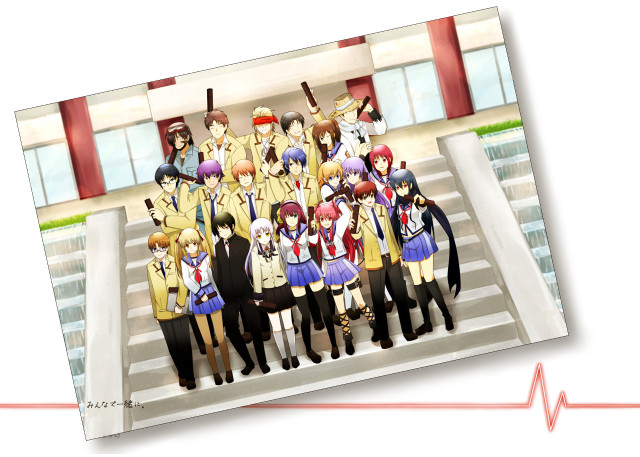 Anime characters staircase building red free wallpaper for desktop - medium preview image