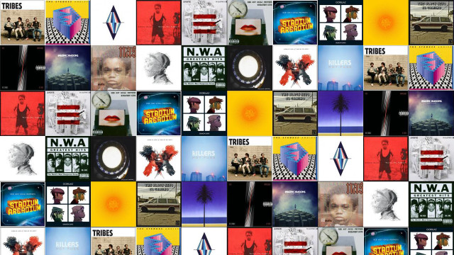 Collage album covers woman man free wallpaper for desktop - medium preview image