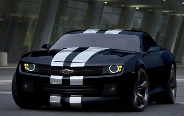 Black white car stripes hood free wallpaper for desktop - medium preview image