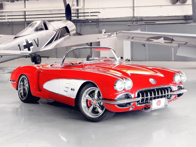 Red white car garage plane free wallpaper for desktop - medium preview image