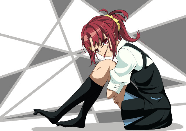 Aya goda redhair kneeling school free wallpaper for desktop - medium preview image