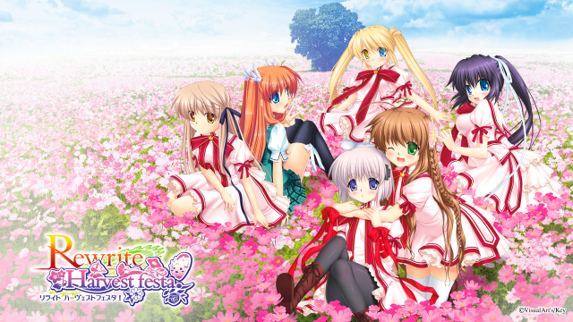 Anime girls field flowers tree free wallpaper for desktop - medium preview image