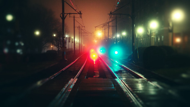 Train night traveling platform lights free wallpaper for desktop - medium preview image
