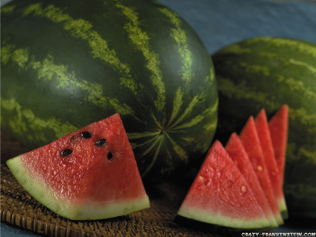 Watermelon slices table cut half free wallpaper for desktop - medium preview image
