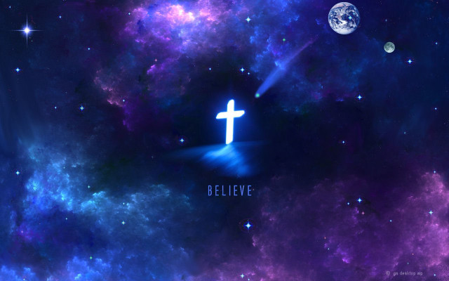 Cross galaxy believe planet background free wallpaper for desktop - medium preview image