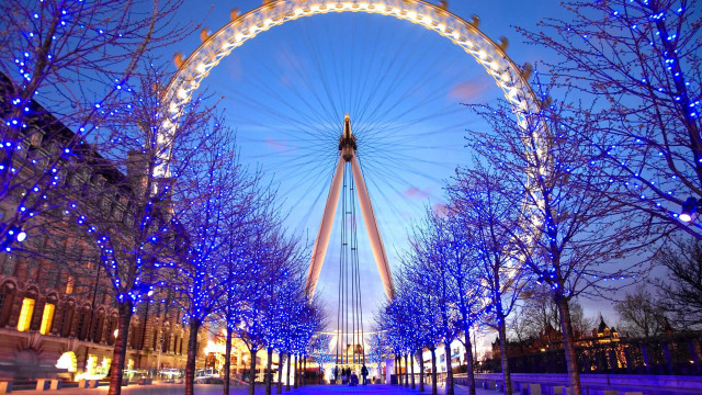 Ferris wheel night sky trees free wallpaper for desktop - medium preview image