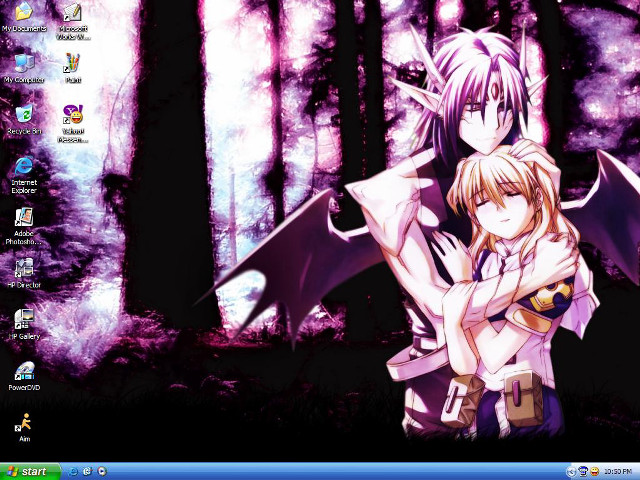 Anime couple forest purple lights free wallpaper for desktop - medium preview image