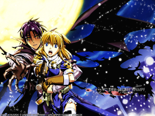Anime couple full moon stars free wallpaper for desktop - medium preview image