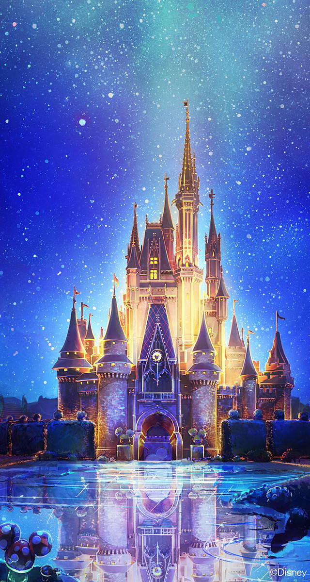 Castle clock water stars pond free wallpaper for mobile - medium preview image