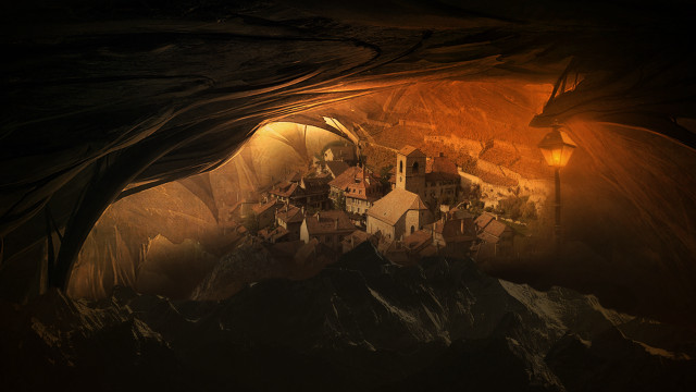 Cave houses light end shining free wallpaper for desktop - medium preview image