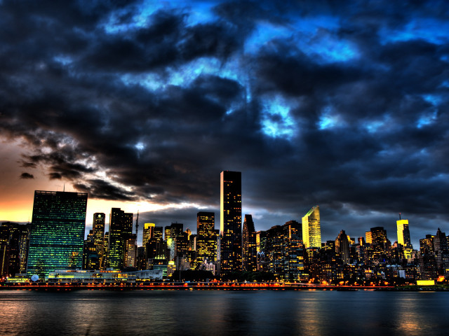 City skyline dark sky clouds #2 free wallpaper for desktop - medium preview image