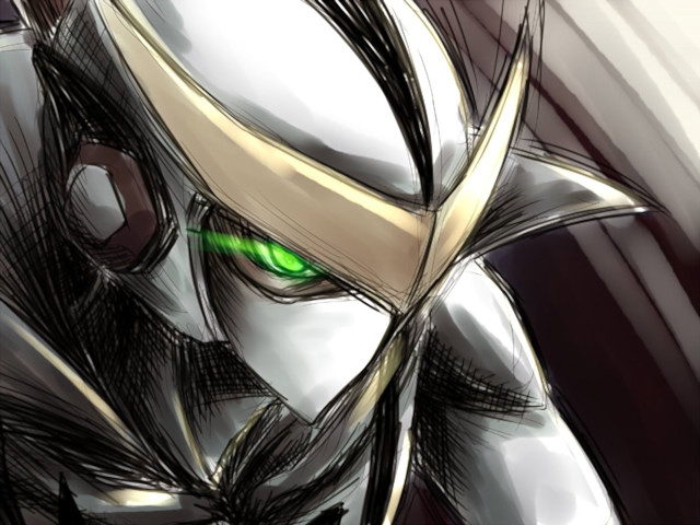 Glowing green eyes white suit free wallpaper for desktop - medium preview image