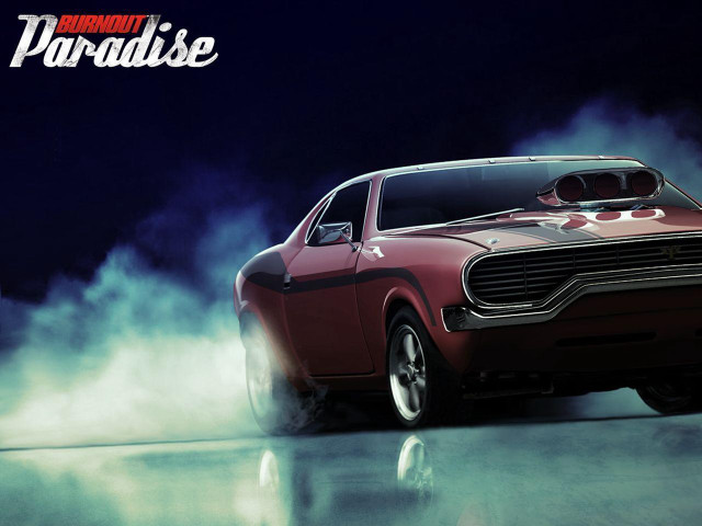 Red car smoke hood burnout free wallpaper for desktop - medium preview image