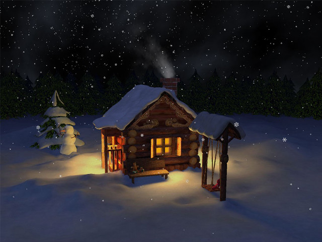 Small cabin snow lit candle free wallpaper for desktop - medium preview image