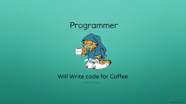 Cat coffee programming cat holding free wallpaper for desktop - medium preview image