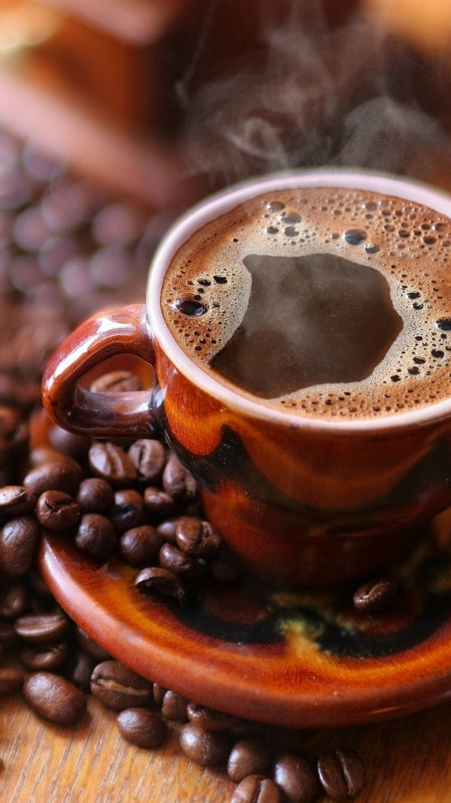 Coffee cup wooden table coffee #3 free wallpaper for mobile - medium preview image