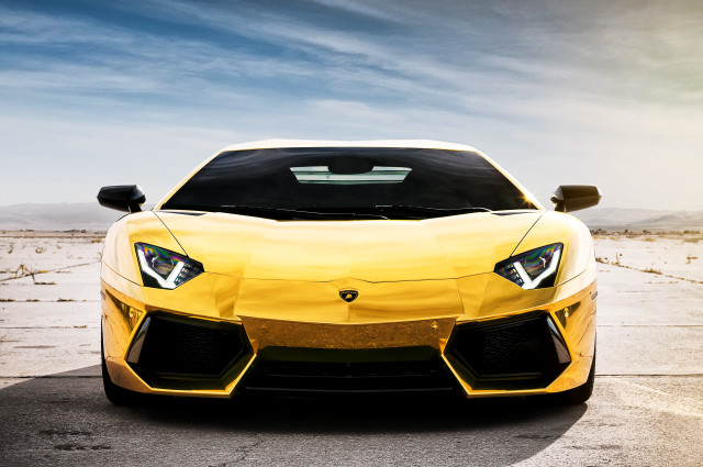 Yellow sports car parking lot #36 free wallpaper for desktop - medium preview image