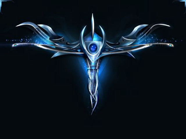 Futuristic biomechanical space weapon trident free wallpaper for desktop - medium preview image