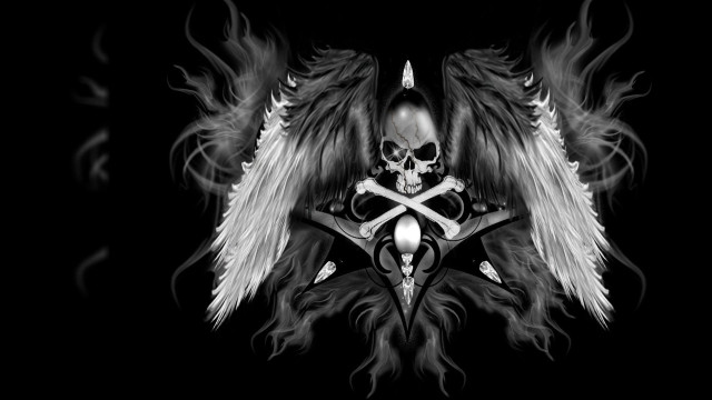 Skull wings cross chest skeleton free wallpaper for desktop - medium preview image