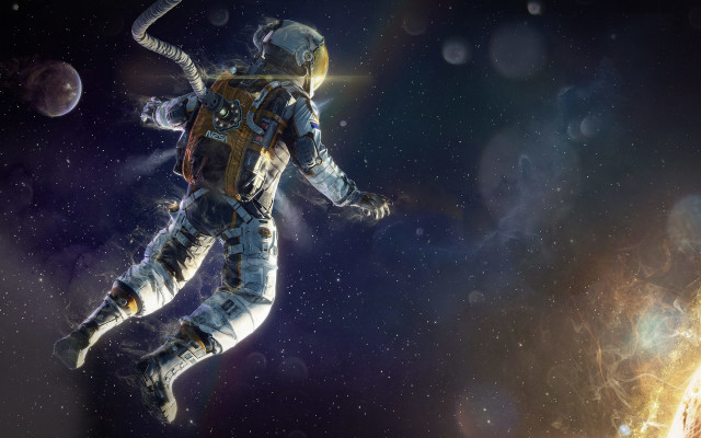 Man space suit floating space free wallpaper for desktop - medium preview image