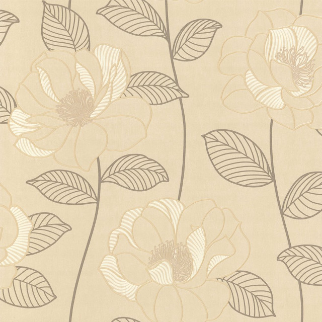 Beige flower wallpaper leaves stripes free wallpaper for tablet - medium preview image