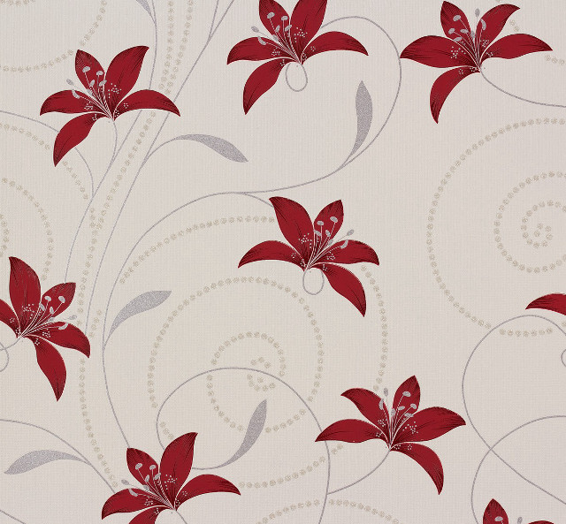 Red flower white background swirls free wallpaper for tablet - medium preview image